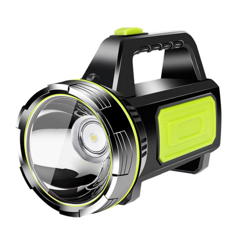 Portable Hand Lamp Rechargeable LED Strong Searchlight Flashlight 2 Lighting Modes Emergency Hiking Camping Energe Saving Torch