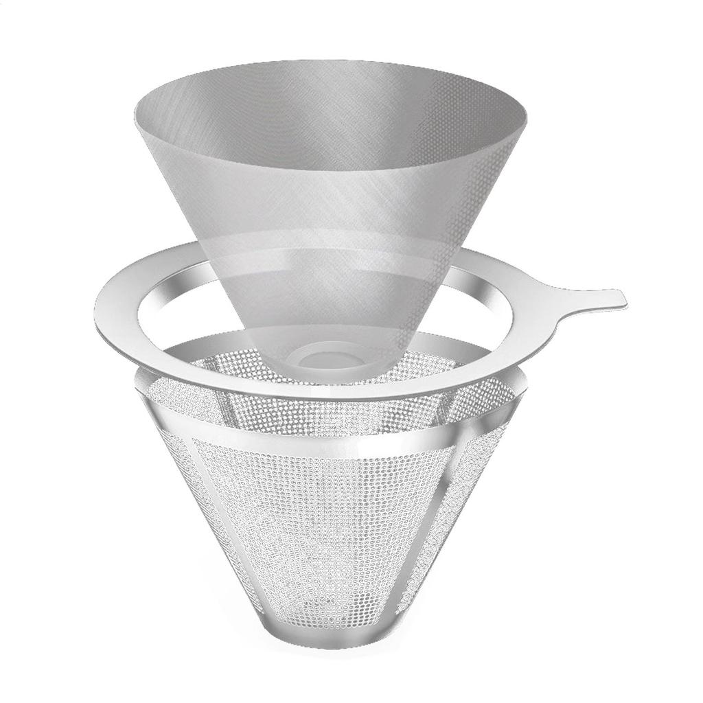Coffee Filter Stainless Steel Coffee Filter Pour Over Portable Reusable Double Layer Coffee Funnel Paperless Pour Over Holder