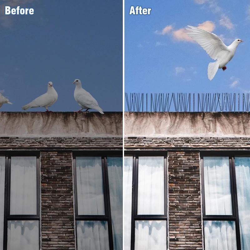 Pigeon Spikes Stainless Steel Repellent Stainless Steel Deterrent Trap Anti-Pigeon bird Squirrel Garden Fences Controls 1-10pcs