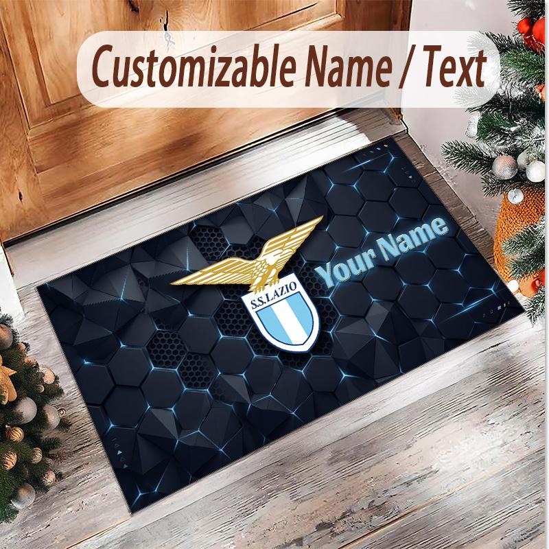 Personalized Crystal Velvet Carpet Lazio FC Pattern Non Slip Floor Rug