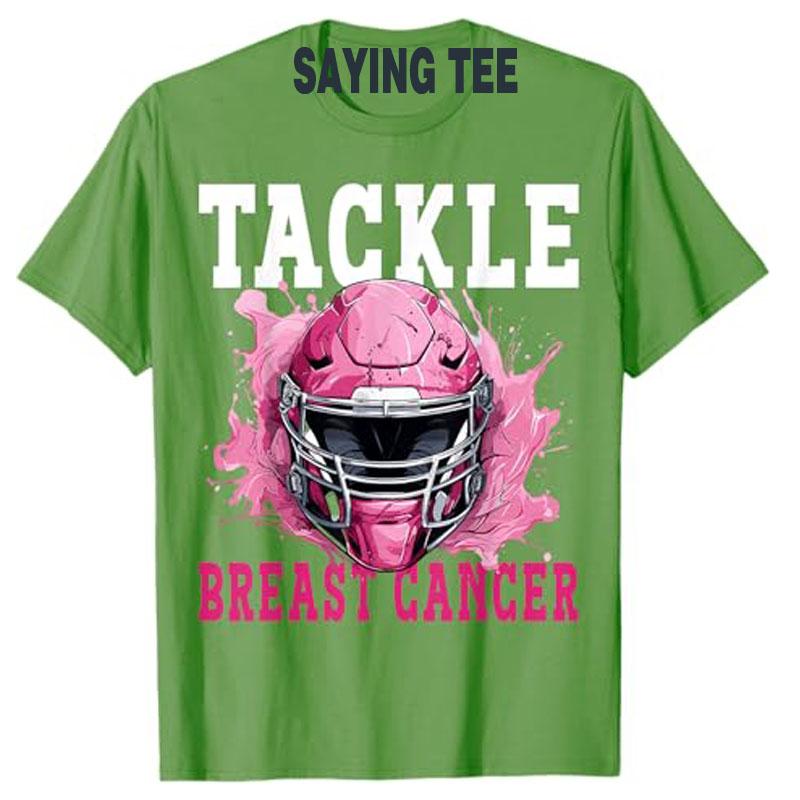 Tackle Football Brustkrebs-Bewusstsein Rosa Schleife Jungen Kinder T-Shirt Mode Fußball-Liebhaber Grafik Top Kurzarm Spruch T-Shirt