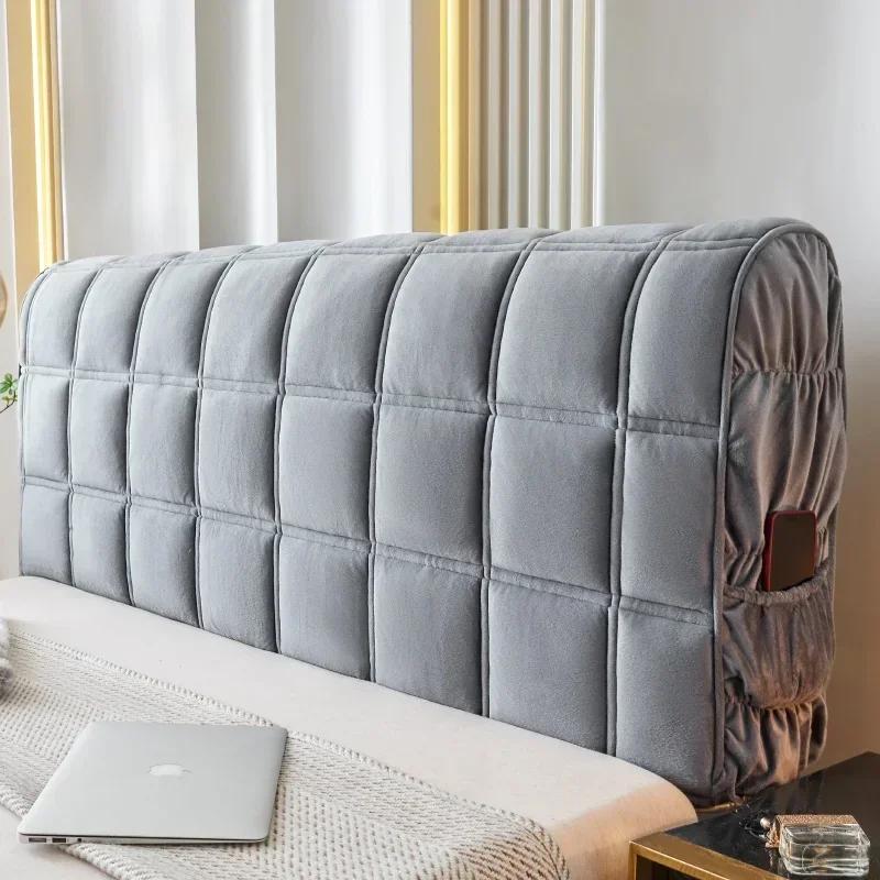 Luxury All-inclusive Velvet Bed Back Protector Cover Thicken Quilted Headboard Cover Super Soft Plush Quilting Bed Head Cover