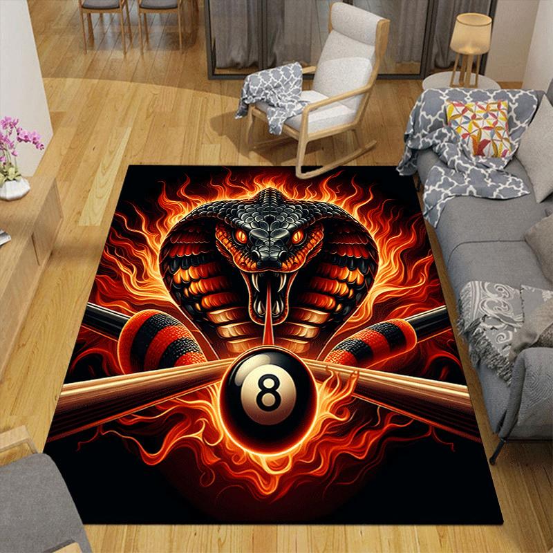 1pc Fiery Snake Print, Design Indoor Area Rug - Soft, Anti-Slip, and Durable Gaming Room Decor for Bedroom, Living Room