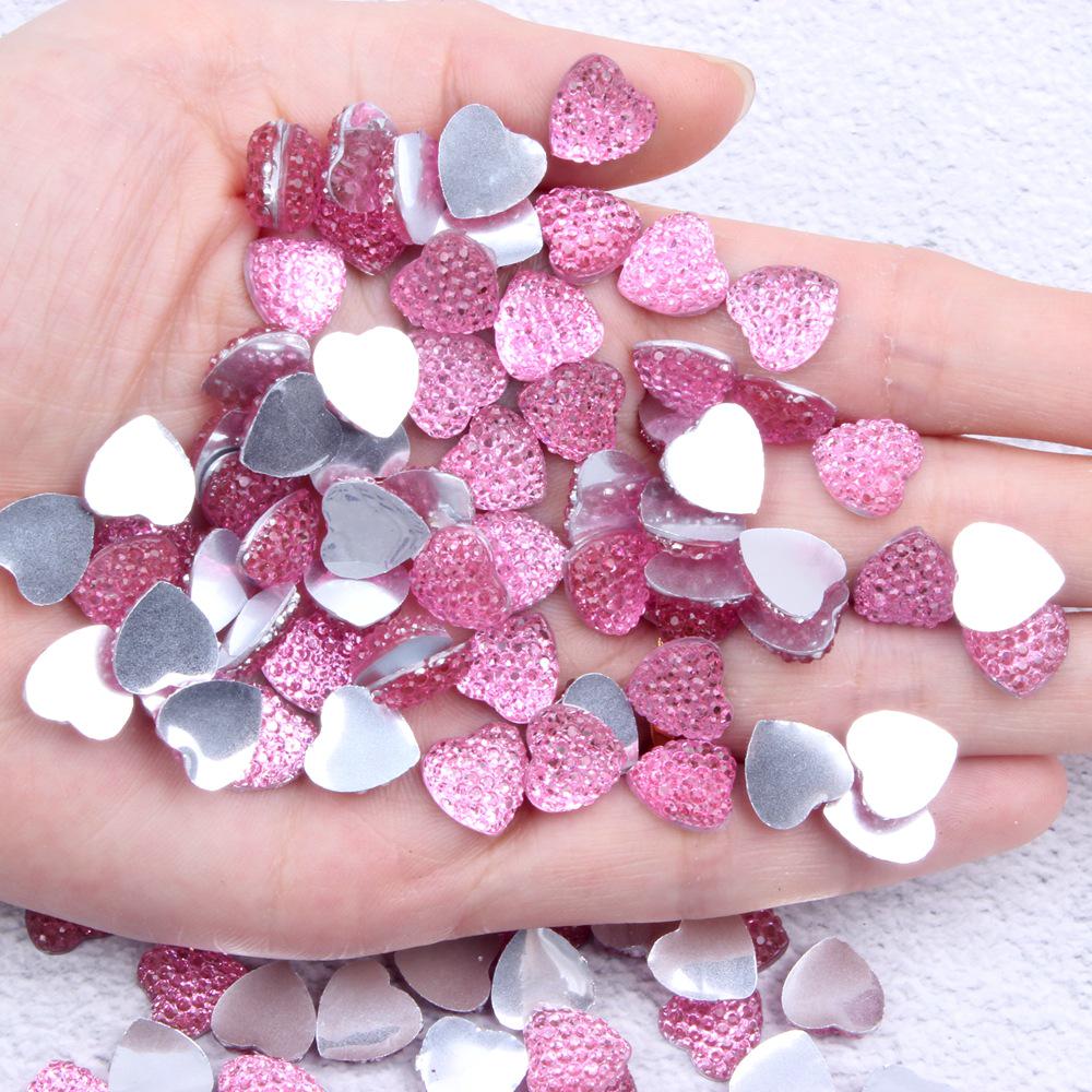 Multi-Color Shiny Peach Heart Resin Rhinestones - 8mm, 10mm, 12mm DIY Decor