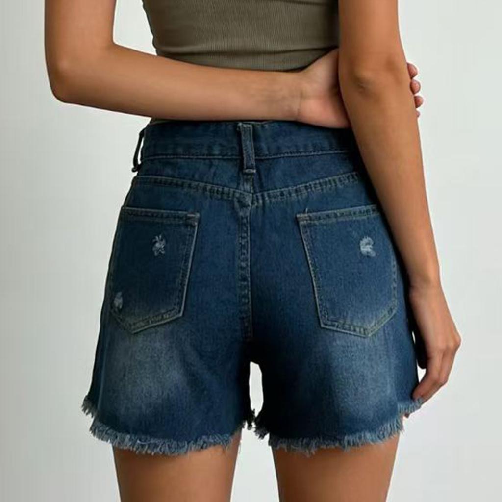 Damen-Jeansshorts in Farbe, Stretch, schmale Passform, Used-Look