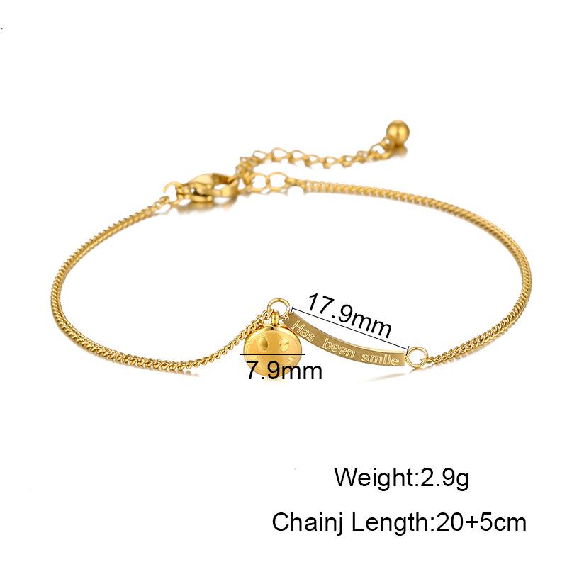 

2023 Изысканный браслет с подвеской в виде смайлика из нержавеющей стали золотой