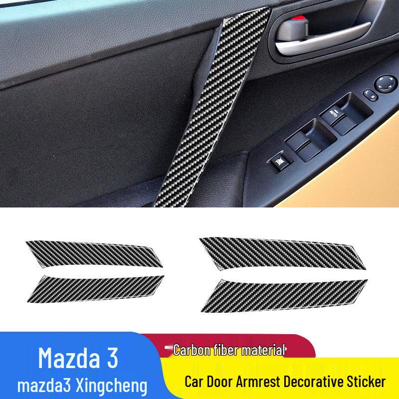 Mazda 3 Carbon Fiber Door Armrest Handle Panel Decorative Sticker
