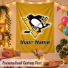 Pittsburgh Penguins Personalisierte Wandteppich Benutzerdefinierter Name Text Polyester Hängende Dekoration Haus Zimmer
