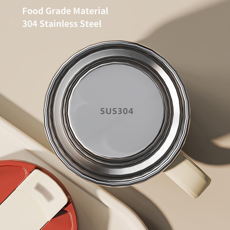 1ks 400ml/13.5oz 304 Nerezový Kávový Hrnček s Víčkem a Uchem Dvouvrstvý Kávový Hrnček Nádobí Opakovaně Použitelný Izolovaný Pohár na Vodu