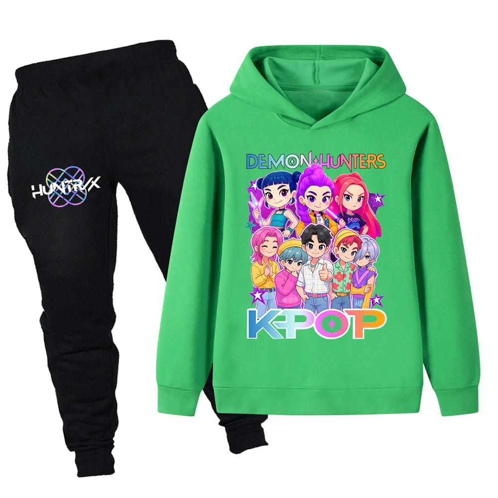 PB1201 Kinder Jungen Mädchen Kpop Mira Zoey Rumi Sajaboys Print Langarm Kapuzenpullover Hose Hosen Kleidung Sets