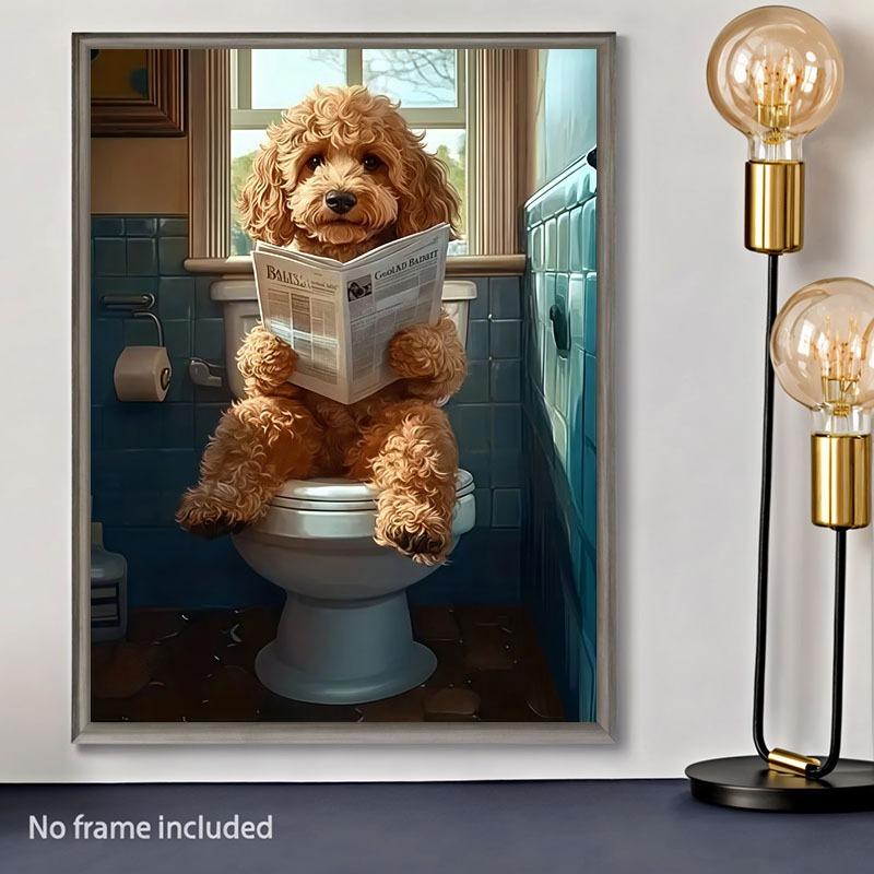 Humorous Poodle Canvas Art Humorous Poodle Canvas Wall Art - 1pc Unframed Modern Art Deco Vertical Poster for Living Room