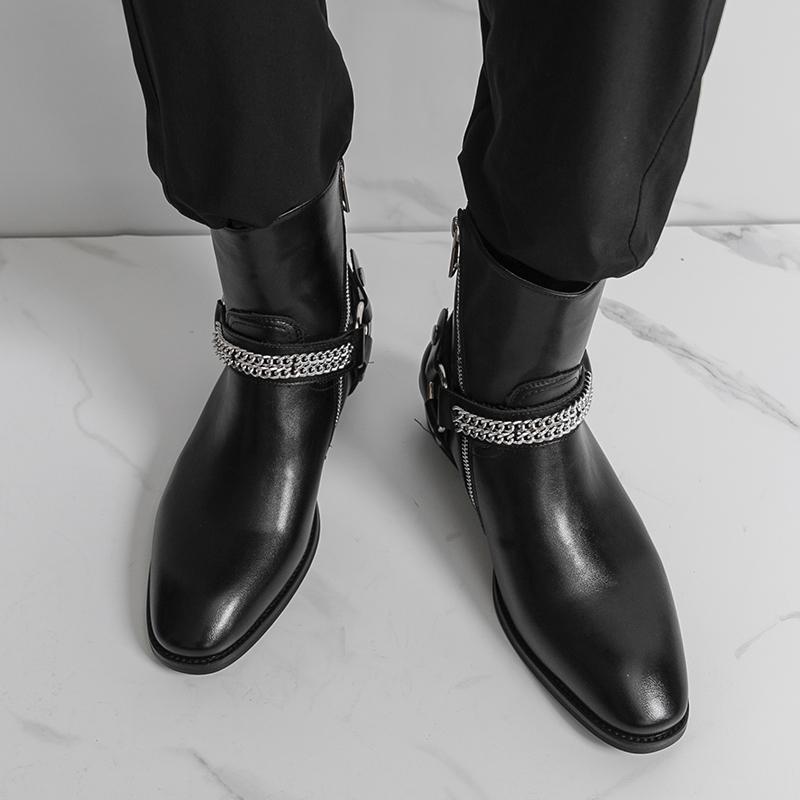 Fashion Fashionable High-end Men's Chelsea Boots Street Style High Top Motorcycle Boots High-quality Non Slip Sole Outdoor Walking Boots