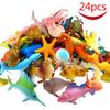 24pcs Ocean Sea Plastic Animal Toy Set The Sea Life Figure Bath Toy for Child Educational Party Cake Cupcake Topper