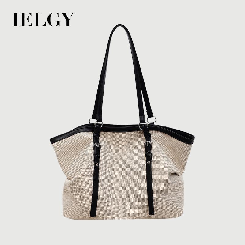 IELGY Casual Large-Capacity Canvas Bag Lightweight All-Match Commuter Shoulder Simple Portable Tote Bag