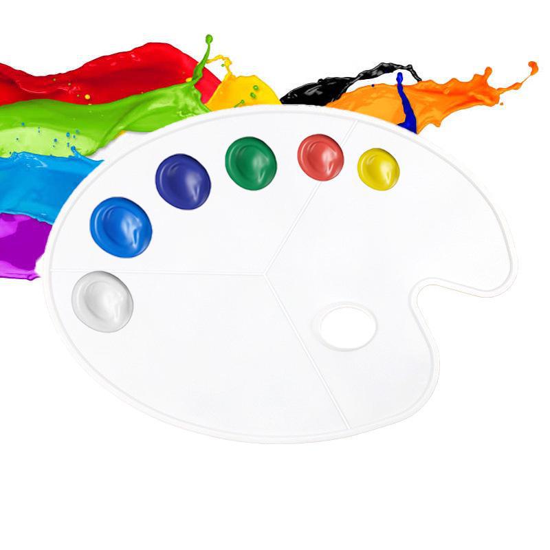 "Children's White Plastic Painting Palette: Plum-Shaped Acrylic & Watercolor Tray"