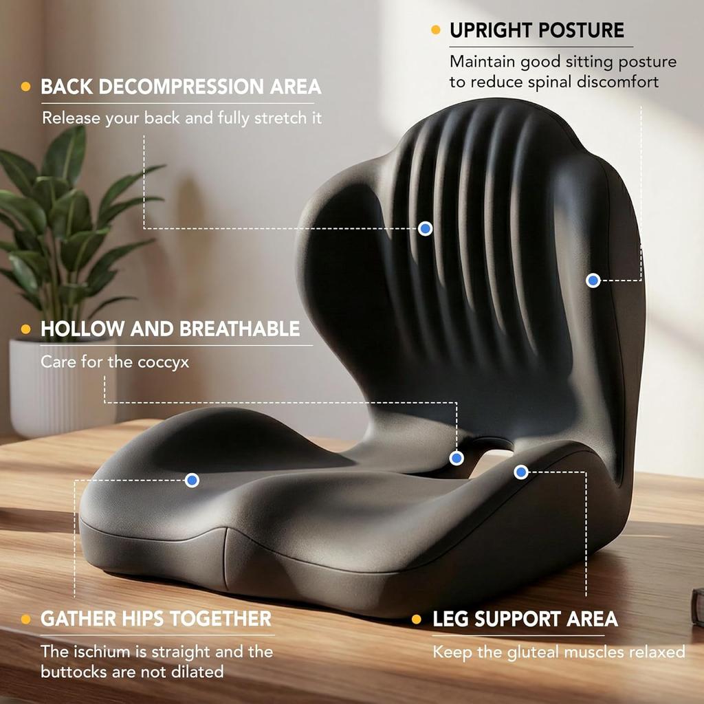 Seat Cushion for Office Chair Ergonomic Memory Foam Seat Cushion with Back Support for Stress Relief Lumbar Support Car Office