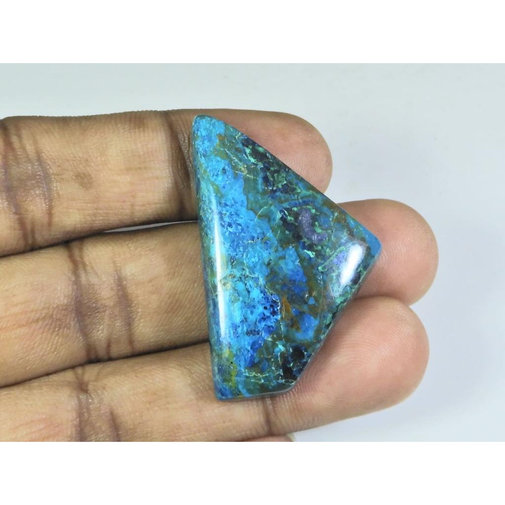25X42X06MM Natural Shattuckite Fancy Shape Cabochon Loose Gemstone 62Cts. D-136