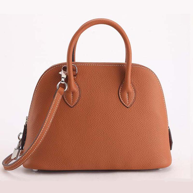 Cowhide Shell Bag Niche Premium Bowling Bag Genuine Leather Portable Mini Shoulder Messenger Women's Bag