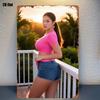 D Flat Metal Sign Sexy Girl Pink Crop Top Denim Shorts Sunset Balcony Vintage Aesthetic Room Decor Wall Art Gift