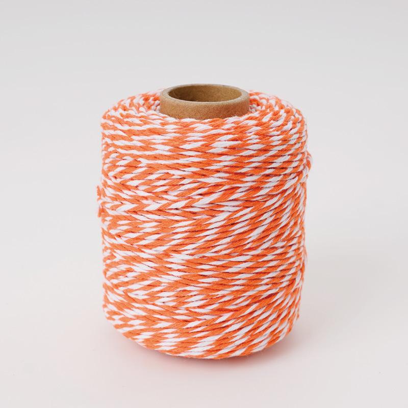 DIY 2 мм цветная двухцветная хлопковая веревка, веревка для плетения гобеленов, веревка для упаковки подарков на рождественскую вечеринку 2mm cotton rope 100m