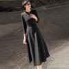 Elegant V-Neck Long Sleeve Belted Midi Dress