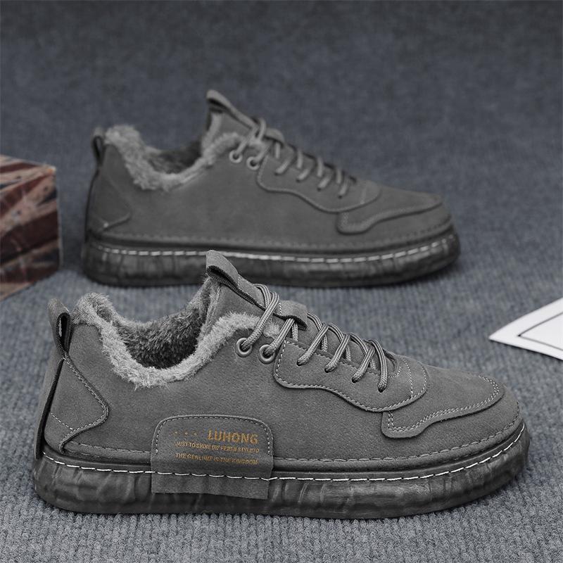 

Мужская зимняя обувь Мужская модная спортивная обувь из искусственной кожи со шнуровкой и утеплителем Низкие повседневные туфли из хлопка Botas Cuturno Masculinas 41 серый