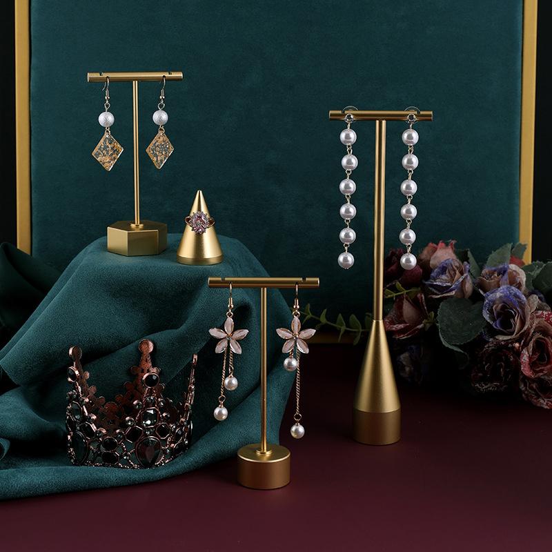 

Metal Hand Ring Holder Finger Jewelry Tower Earring T Bar Shelf Hanging Display Stand Ear Studs Storage Organizer Hole Rack