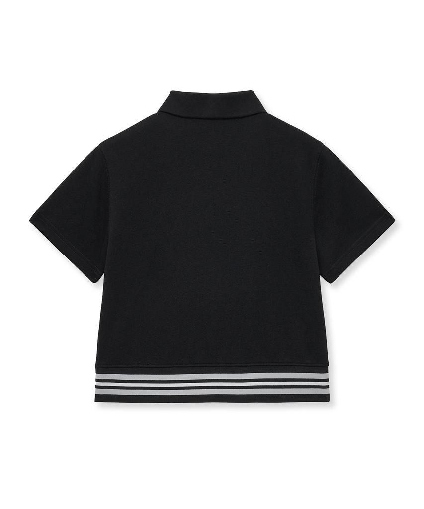 Yale Women'S Crop Banded Polo Shirt_Black