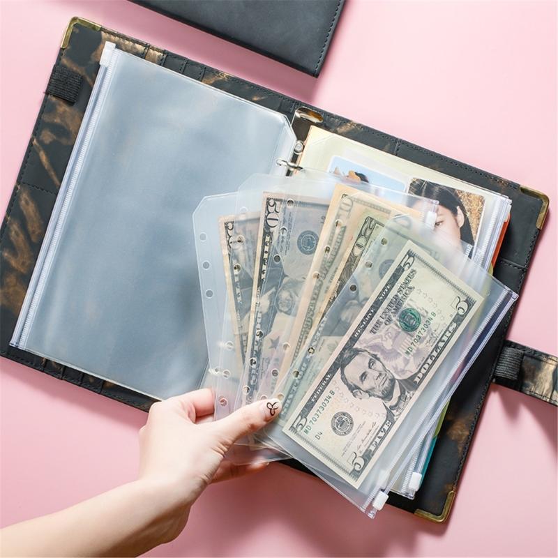 20 Stück 6-Loch-Ordnerhüllen mit Reißverschluss, Budget-Umschläge, 6-Loch-Geldumschläge, Loseblatt-Geldbeutel für 6-Loch-Ordner