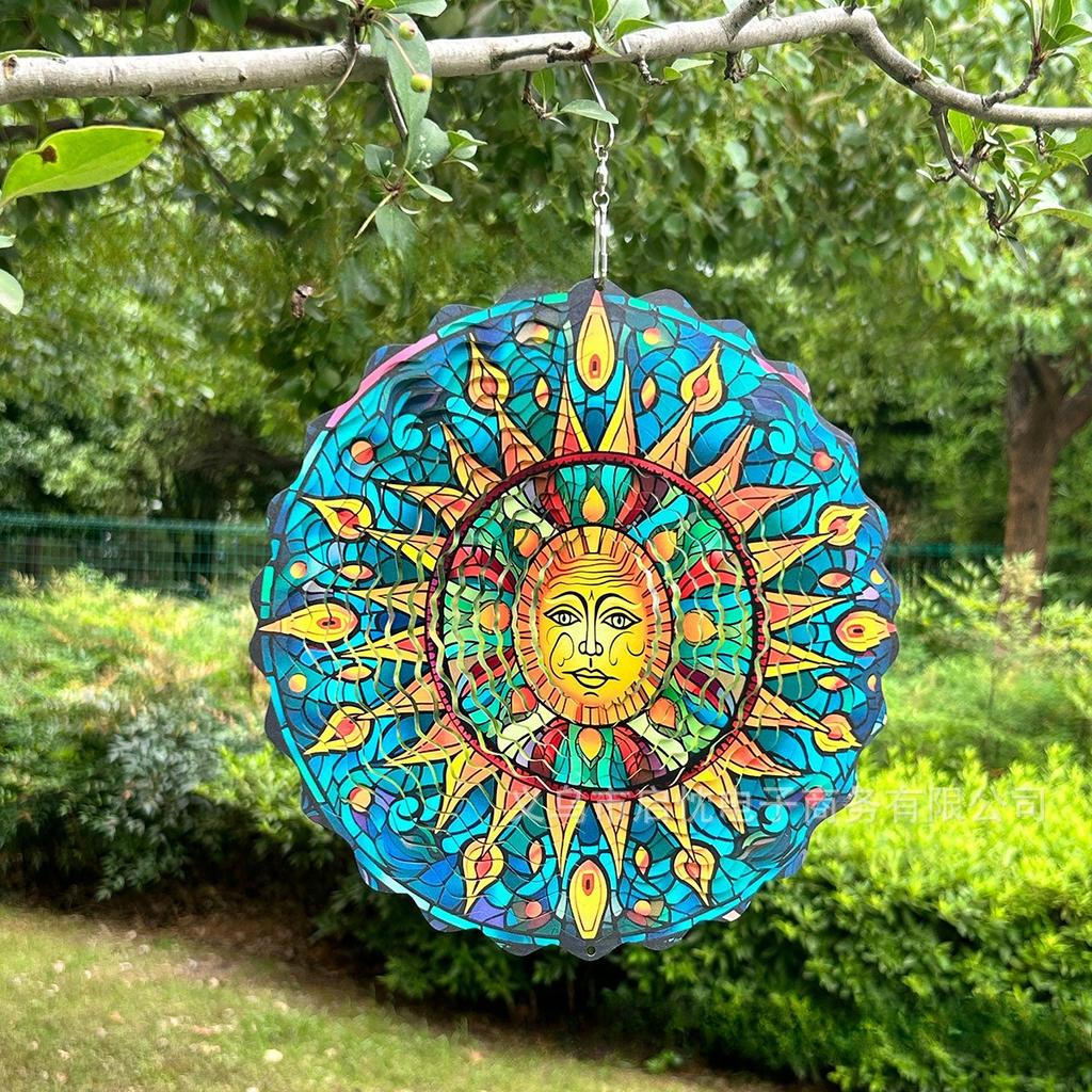 Mandala Wind Spinners for Yard and Garden 3D Steel Hanging Spinner for Outdoor Indoor 360 Degree Swivel Spinner