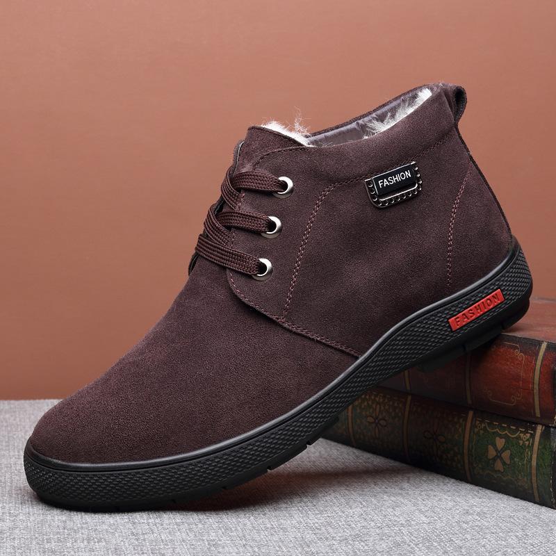 Winter wool men's cotton shoes warm leather boots men's shoes old Beijing plus size leather shoes thickened non-slip and wear-resistant