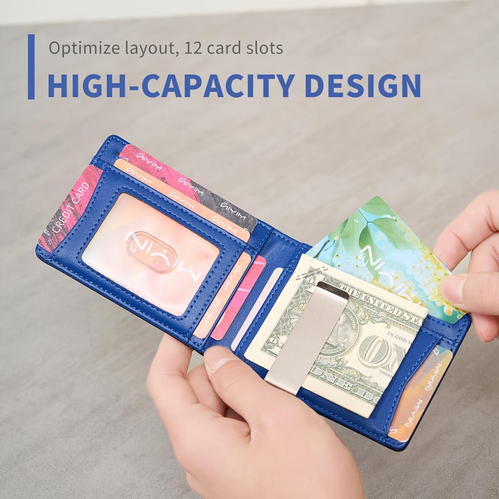Men'S Wallet Minimalist Ultra-thin Double Fold Credit Card Holder, Portable Front Pocket Zero Wallet, Ideal Gift for Men
