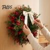 Natural Look Artificial Greenery Wreath Christmas with Red Berries Eucalyptus Pinecones, Front Door Winter for Hanging Garland Window Wall Fireplace,