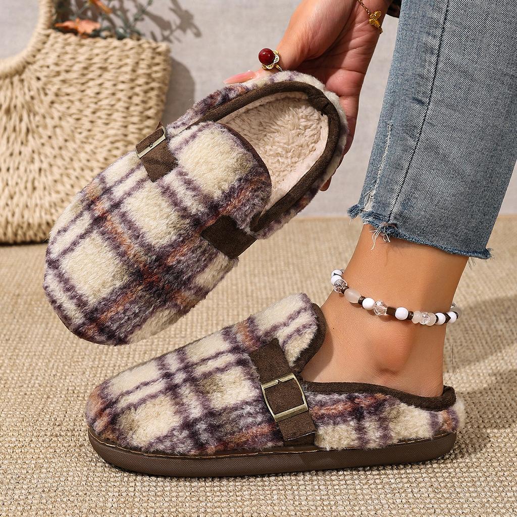 Fashion Women Slippers Fashion Outer Wear Style Women Cotton Slippers Retro Autumn Winter Warm Soft-soled Cotton Shoes Home Slides Women