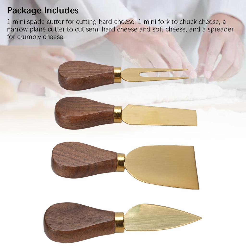 Käsewerkzeug-Set aus Edelstahl mit Holzgriff Käseschneider Käsegabel Streichmesser zum Schneiden Servieren Charcuterie-Brett Zubehör