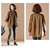 Damen S Mittellange Lockere Baseball-Stil PU-Leder Jacke Mantel