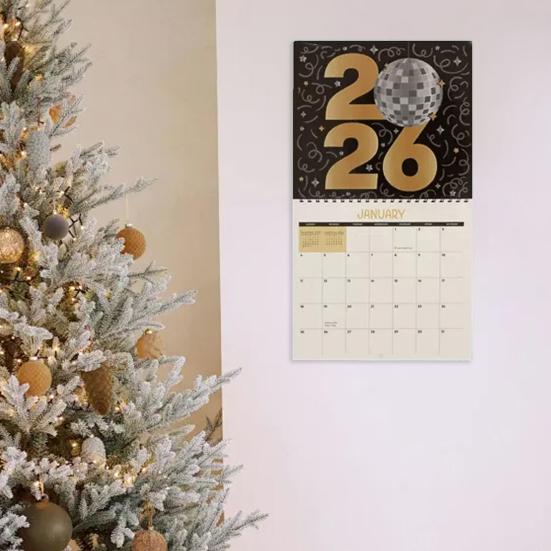 2026 Wall Calendar Rhinestone Painting Kit DIY Rhinestone Art Calendar with Gemstones Pen Tray 12-Month Flip Wall Hanging Calendar for Home