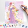Disney Oil Painting DIY Digital Painting HandPainted Rapunzel with Floral Accents Wall Art for Living Room and Entryway.