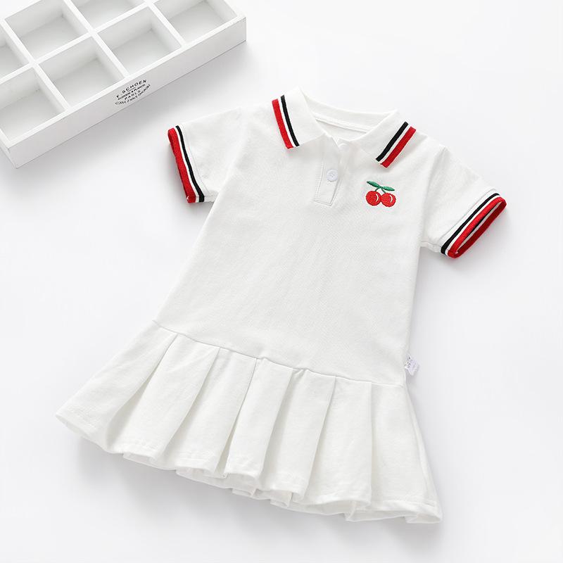 Summer Baby Girls Casual Clothes Dress Cherry Print Short Sleeve Dress Kids Toddler Pageant Dresses