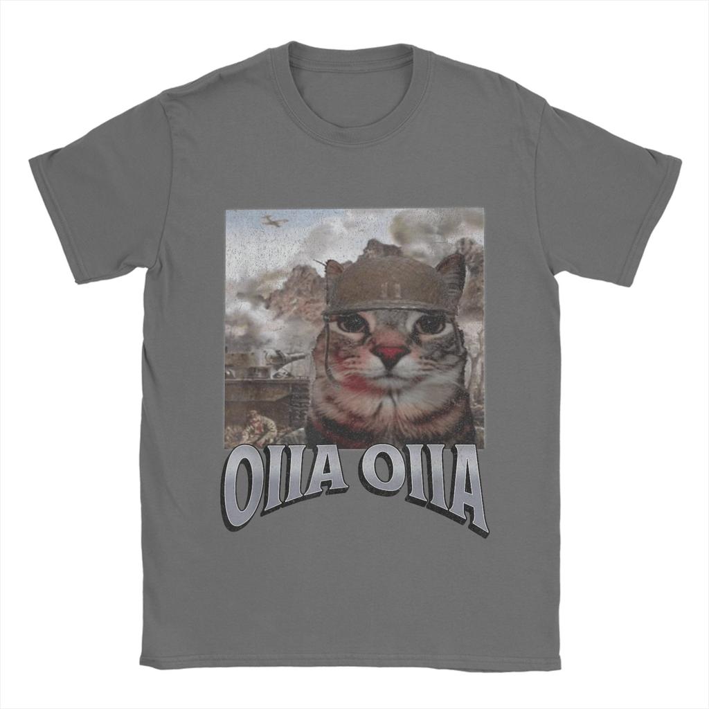 2025 Summer Oiia Oiia Cat Meme 100 Pure Cotton Printed Tshirt  for Men Cotton Novelty Round Neck Funny Short Sleeve Graphic