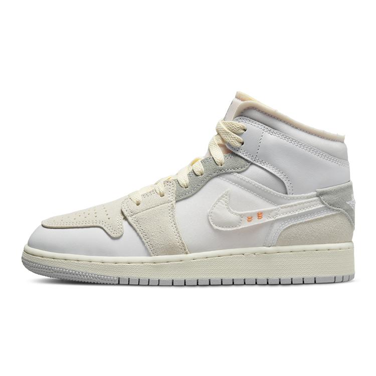 New Jordan 1 Mid SE Craft Inside Out White Grey GS DQ3726-100