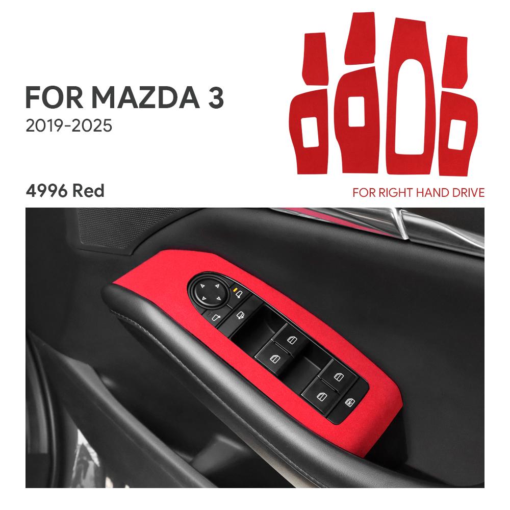 BKD1 Top Suede Trim LHD RHD Sticker For Mazda 3 BP M3 Axela 2019 2020 2021 2022 2023 2024 2025 Car Window Lift Panel Interior