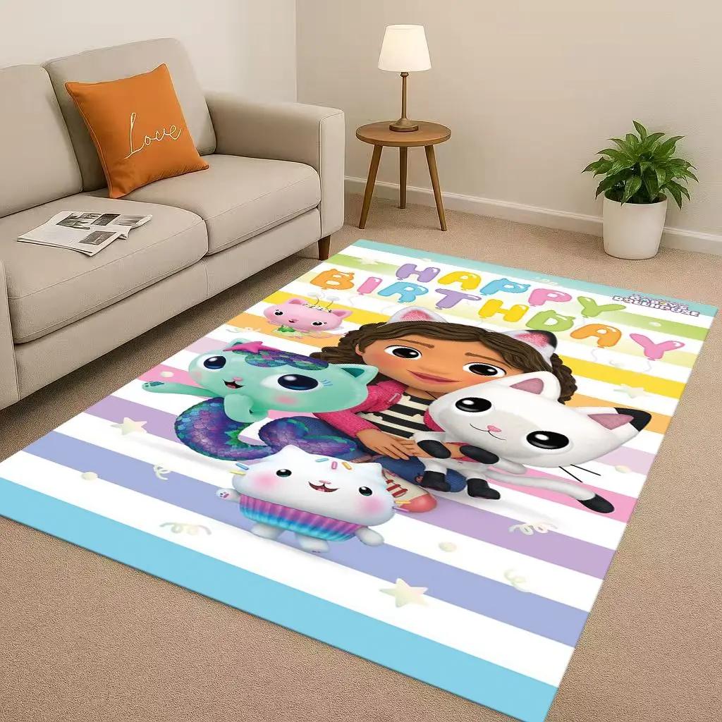 HD Cute Gabbys Dollhouse Cartoon Girl Living Room Non-Slip Area Rug Soft Carpet for Bedroom Playroom and Sofa,Home Decor Doormat