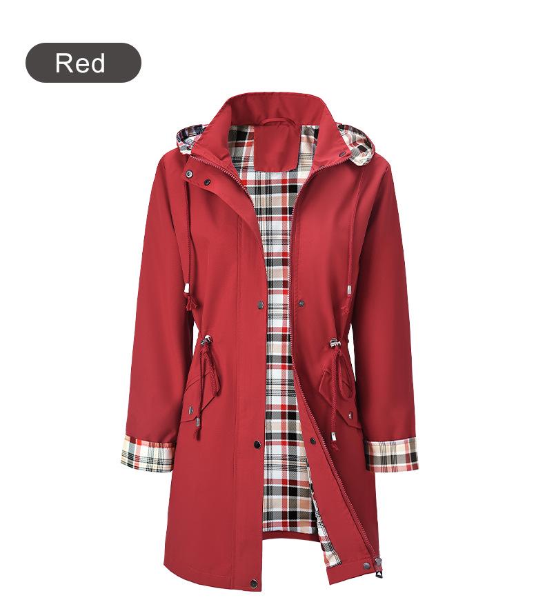 New Women's Water-Repellent Trench Coat with Plaid Lining - High-Quality Jacket