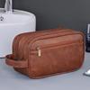 Doppellagige Kulturtasche für Herren PU-Leder Reise Wasch-Organizer Dopp-Kit Wasserabweisend Rasier Kosmetik Tasche Aufbewahrung
