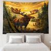 Hirsch mit amerikanischer Flagge Hintergrund Wandteppich zum Aufhängen für Schlafzimmer, Wohnzimmer, Spielzimmer, Dekorations-Kunstzimmer Wandteppich Feiertags- und Geburtstagsgeschenke