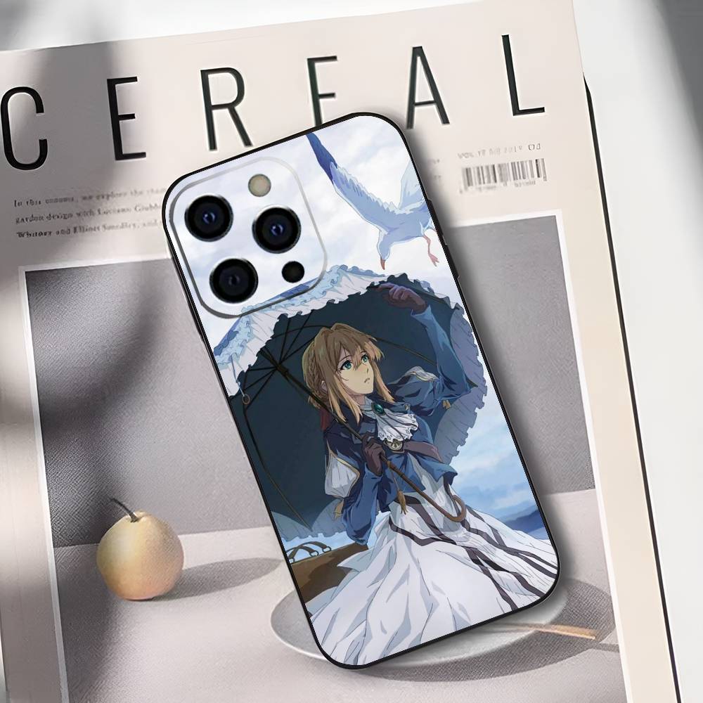 V-Violet Evergarden Novel Phone Case For IPhone 17,16,15,14,13,12,11,Plus,Pro,Max,Plus,XS,soft case Black silicone