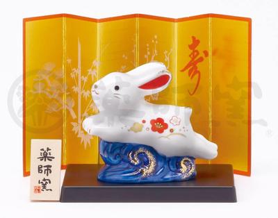 Yakushigama Suzu Lucky Rabbit Zodiac 2023 Rabbit New Year Ornament Interior Lucky Charm (Yakushigama) (Wave Rabbit) [88]