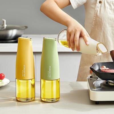 1PC Oil Pot Automatic Opening and Closing Leak-proof Household Kitchen Seasoning Bottle Glass Gravity Oil Bottle