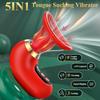 Vibrator Adult Sex Toys for Women - 5IN1 Sucking Vibrator Rose Sex Toy, 3 Sucking, 9 Tongue Licking & Vibrating Adult Toys, LCD Display